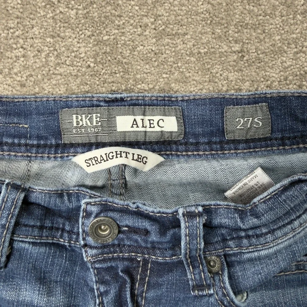 BKE‎ Alec Straight Leg Jeans Mens 27S Blue Medium Wash Stretch Denim ABP5084